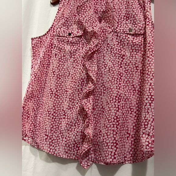 Milano - Sleeveless Pink Patterned Ruffle Blouse - Picture 7 of 11